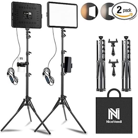 2-Pack LED Video Light Kit, Studio Light, Dimmable Photography Lighting Kit - Picture 7 of 7